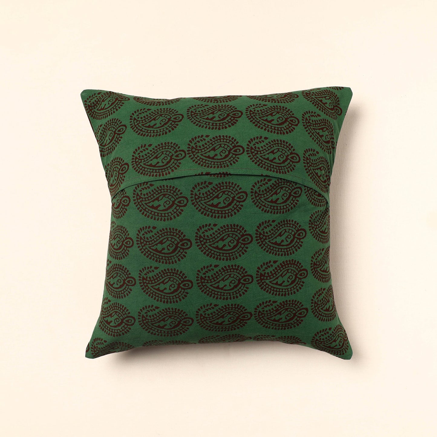 Green - Bagh Block Printed Cotton Cushion Cover (16 x 16 in) 10