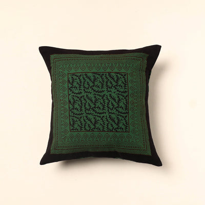 Green - Bagh Block Printed Cotton Cushion Cover (16 x 16 in) 11