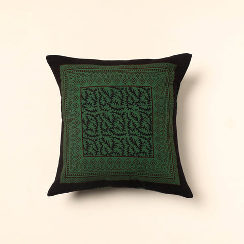 Green - Bagh Block Printed Cotton Cushion Cover (16 x 16 in) 11