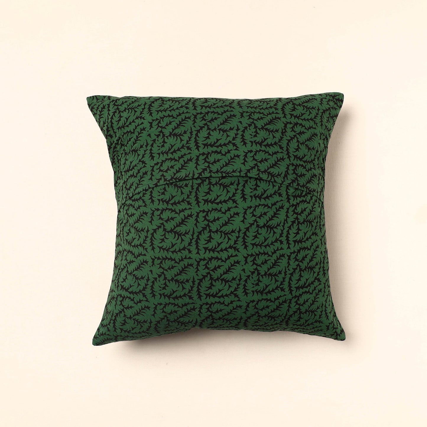 Green - Bagh Block Printed Cotton Cushion Cover (16 x 16 in) 11