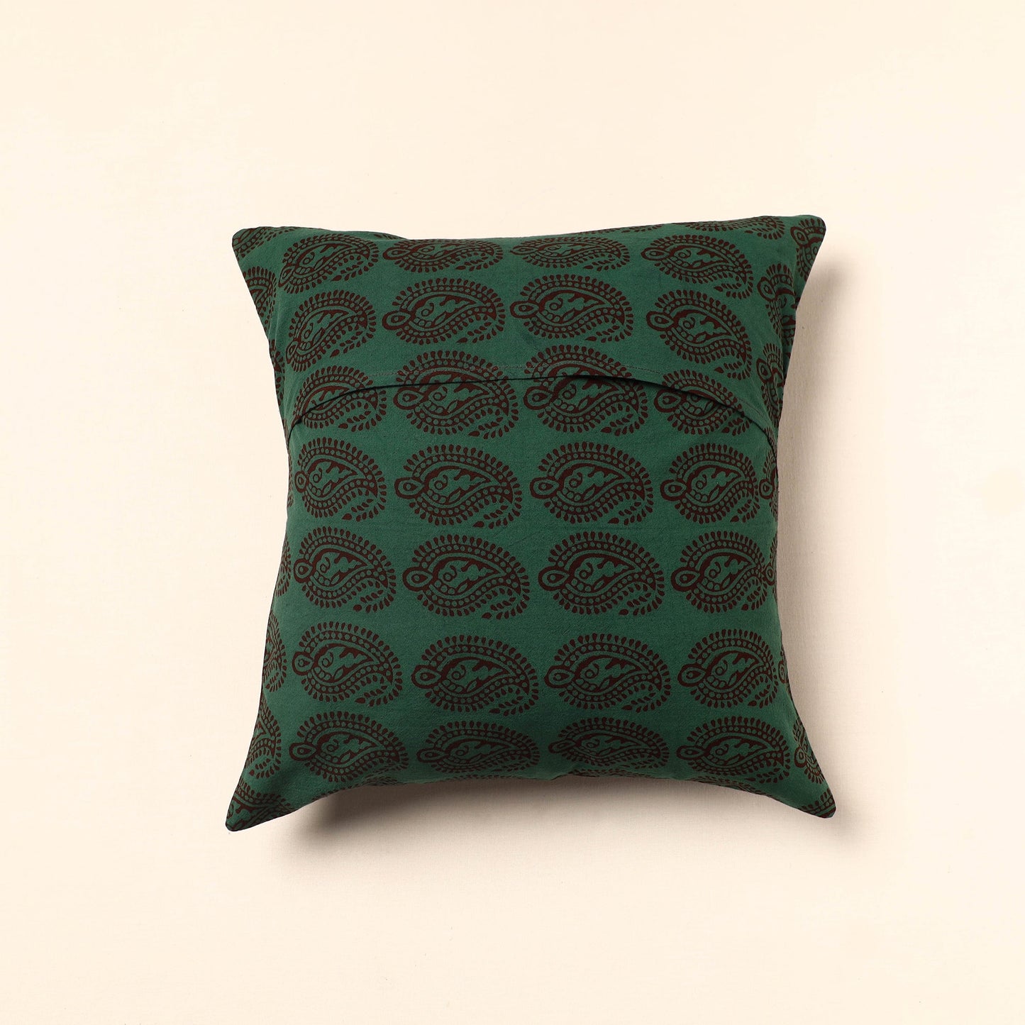 Green - Bagh Block Printed Cotton Cushion Cover (16 x 16 in) 14
