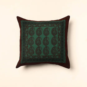 Green - Bagh Block Printed Cotton Cushion Cover (16 x 16 in) 14