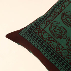 Green - Bagh Block Printed Cotton Cushion Cover (16 x 16 in) 14