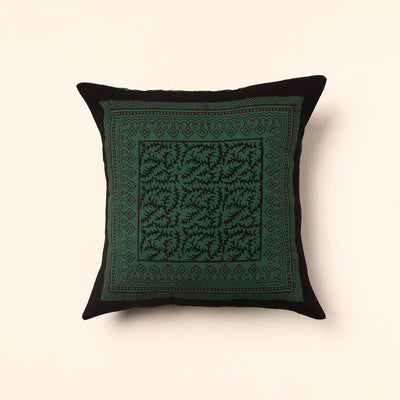 Green - Bagh Block Printed Cotton Cushion Cover (16 x 16 in) 17