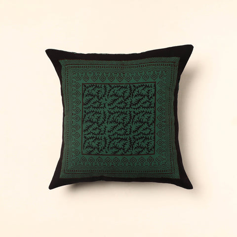 Green - Bagh Block Printed Cotton Cushion Cover (16 x 16 in) 17