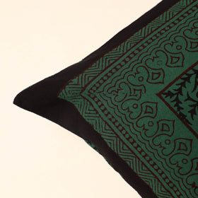 Green - Bagh Block Printed Cotton Cushion Cover (16 x 16 in) 17