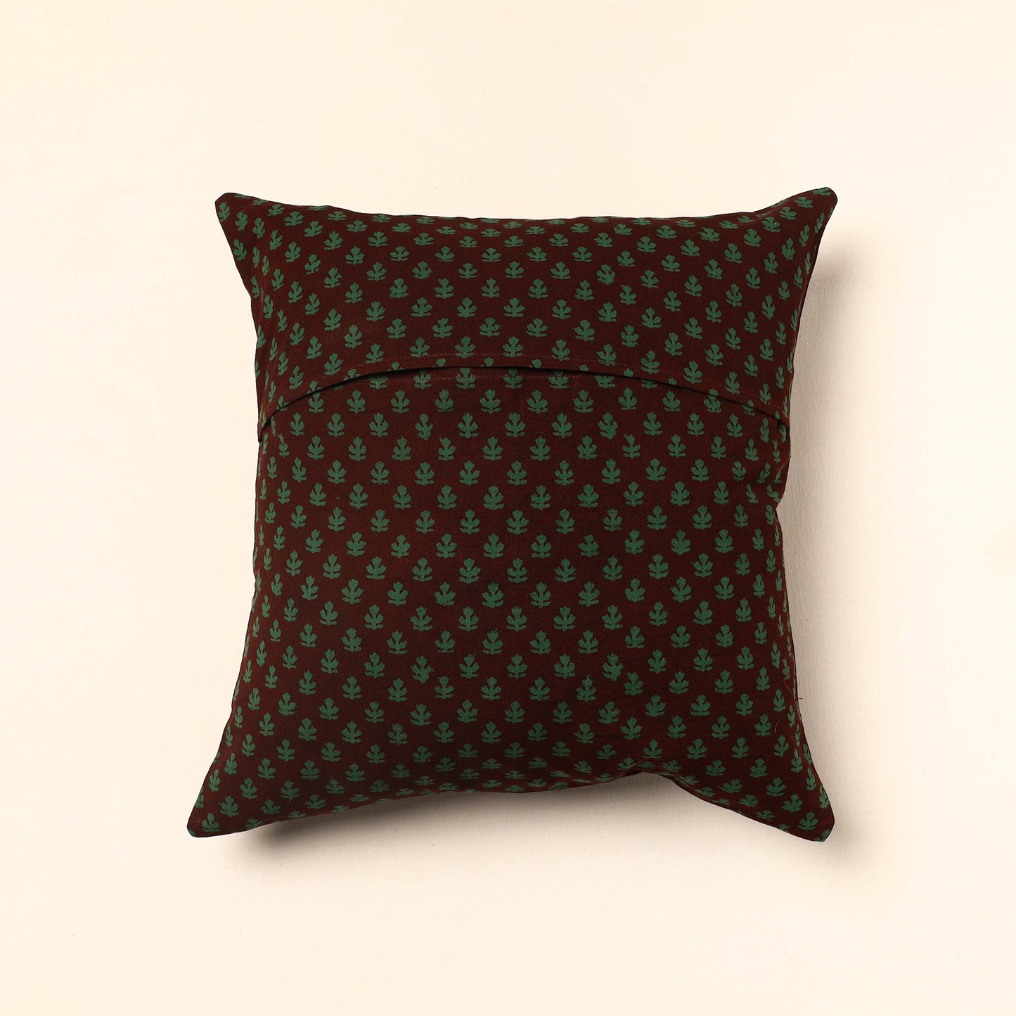 Green - Bagh Block Printed Cotton Cushion Cover (16 x 16 in) 22