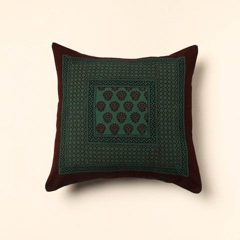 Green - Bagh Block Printed Cotton Cushion Cover (16 x 16 in) 23