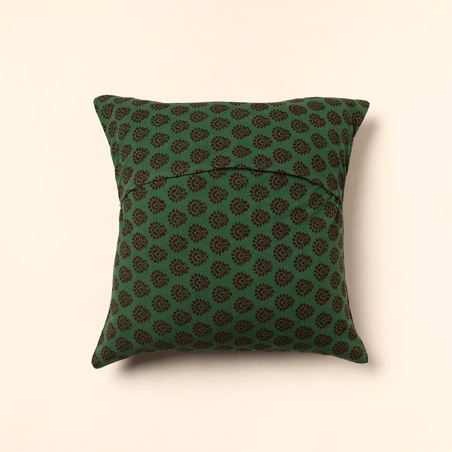 Green Bagh Block Printed Cotton Cushion Cover