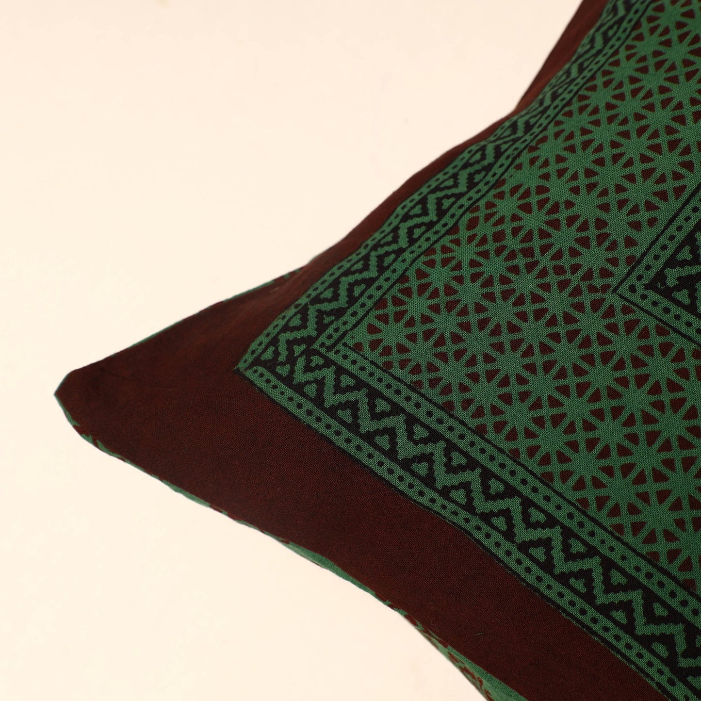 Green Bagh Block Printed Cotton Cushion Cover
