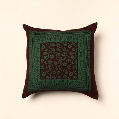 Green Bagh Block Printed Cotton Cushion Cover