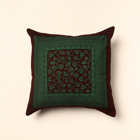 Green Bagh Block Printed Cotton Cushion Cover