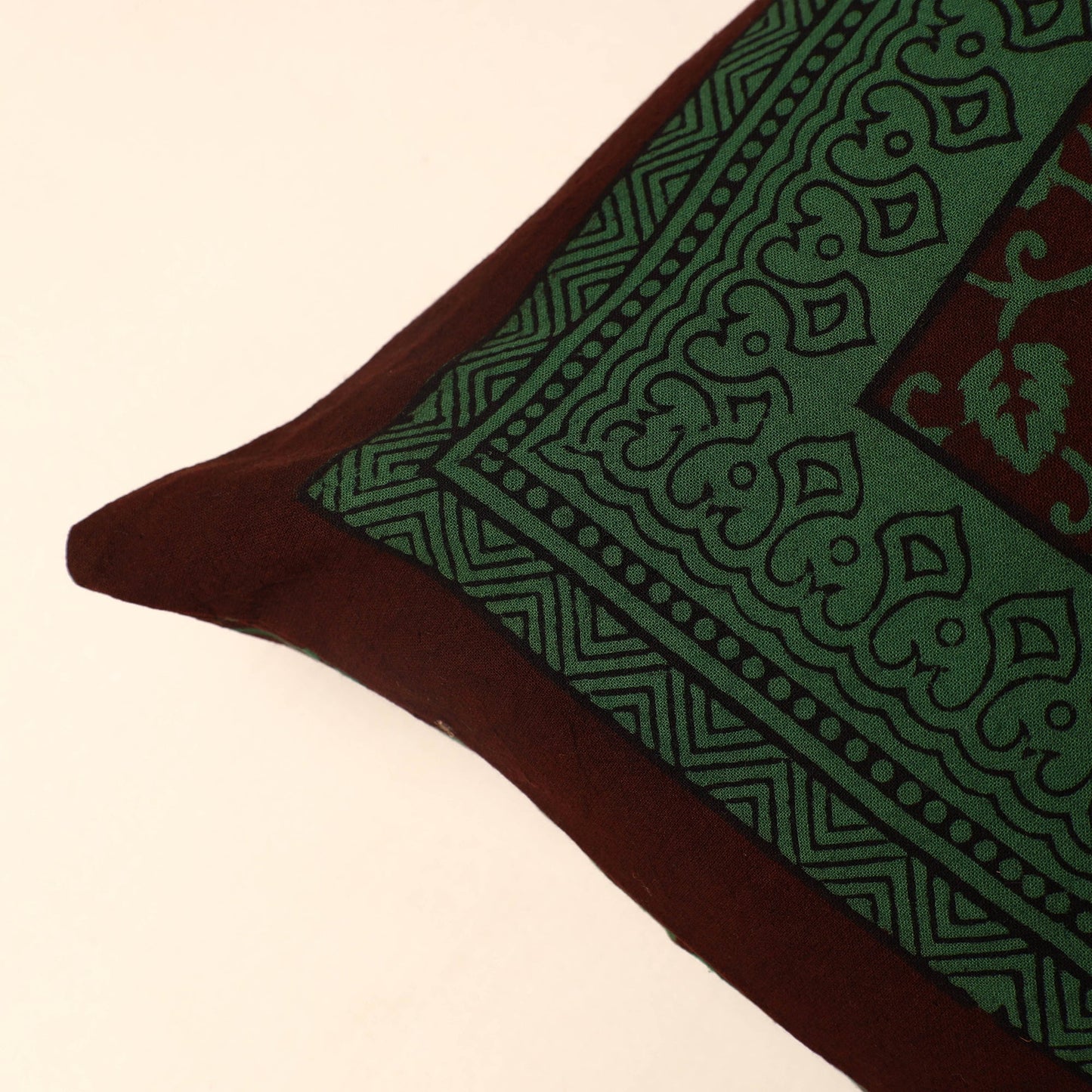 Green Bagh Block Printed Cotton Cushion Cover