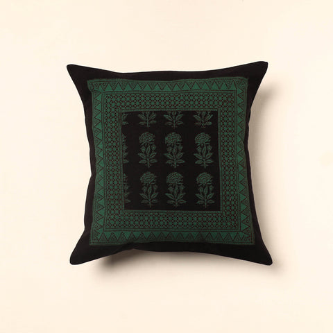 Green Bagh Block Printed Cotton Cushion Cover