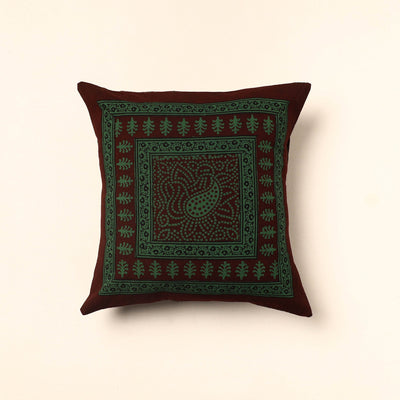 Green - Bagh Block Printed Cotton Cushion Cover (16 x 16 in) 39