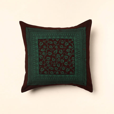 Green - Bagh Block Printed Cotton Cushion Cover (16 x 16 in) 49