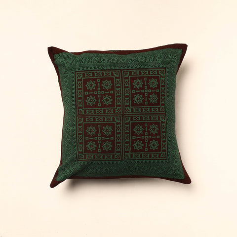 Green Bagh Block Printed Cotton Cushion Cover