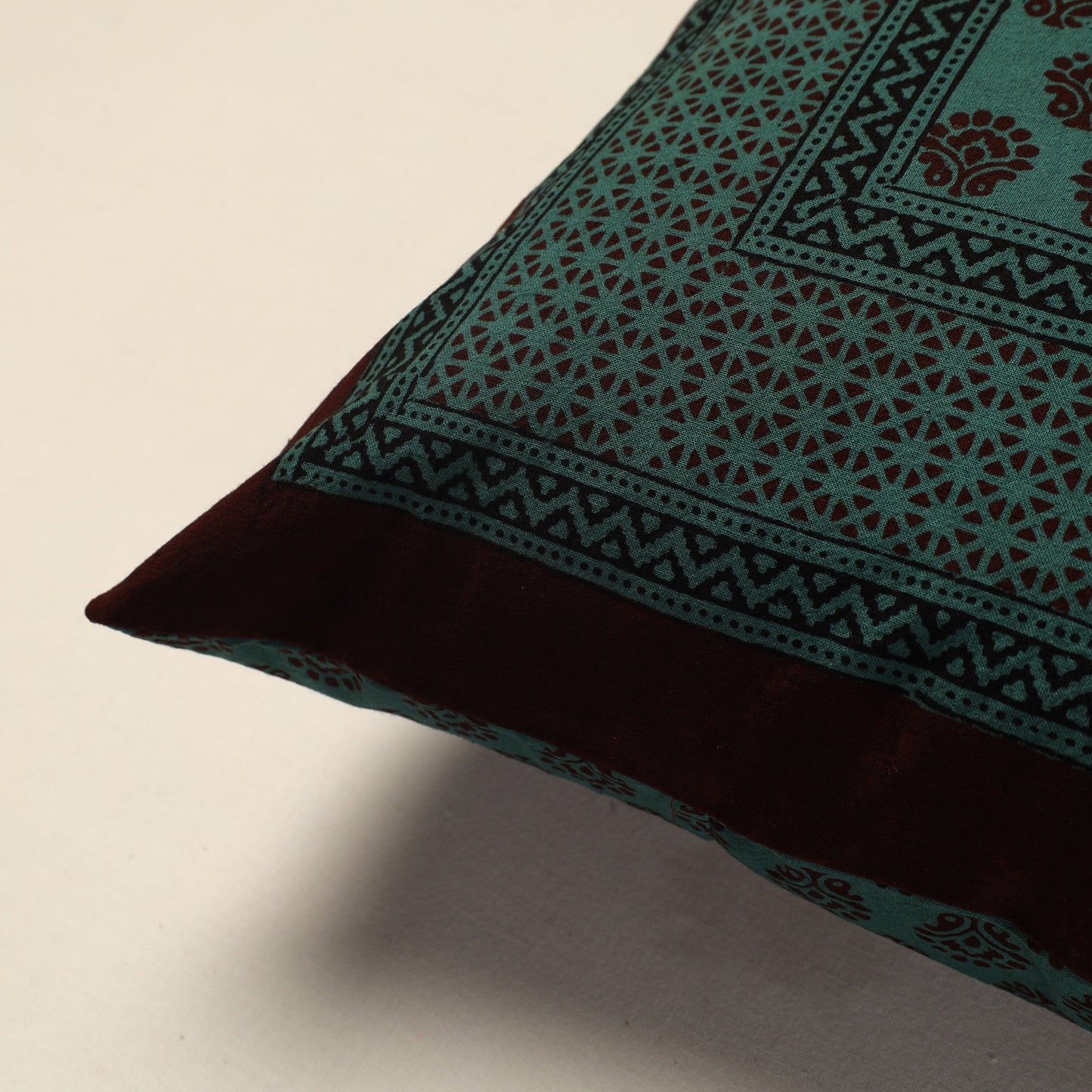 Green Bagh Block Printed Cotton Cushion Cover