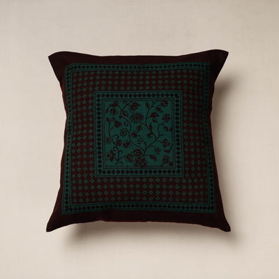 Green Bagh Block Printed Cotton Cushion Cover