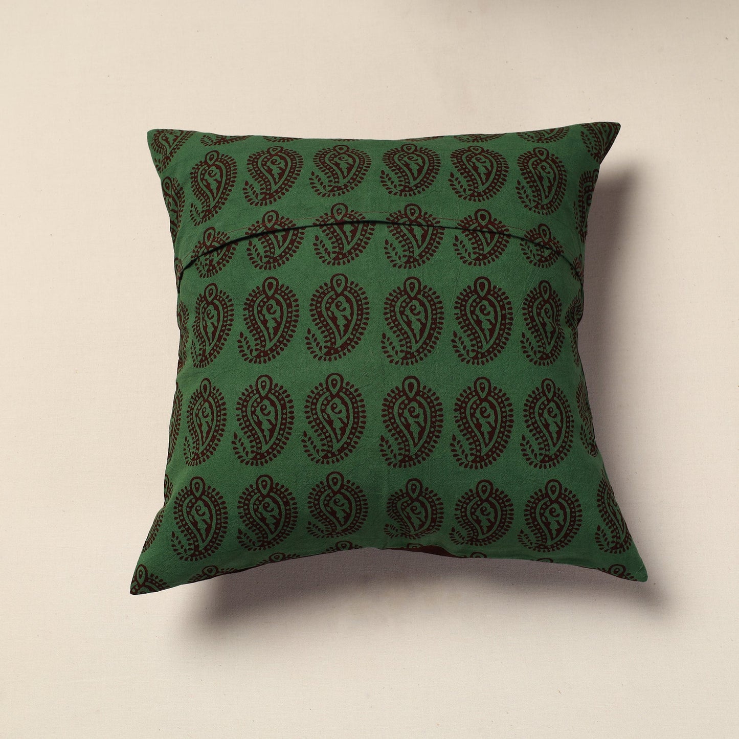 Green Bagh Block Printed Cotton Cushion Cover