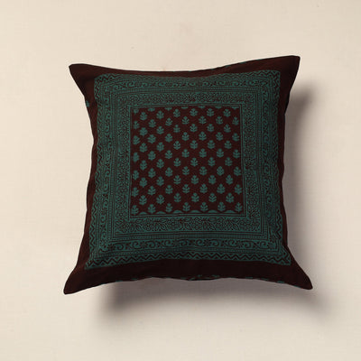 Green Bagh Block Printed Cotton Cushion Cover