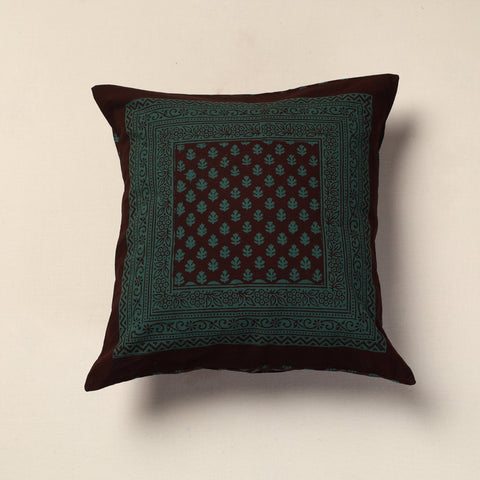 Green Bagh Block Printed Cotton Cushion Cover
