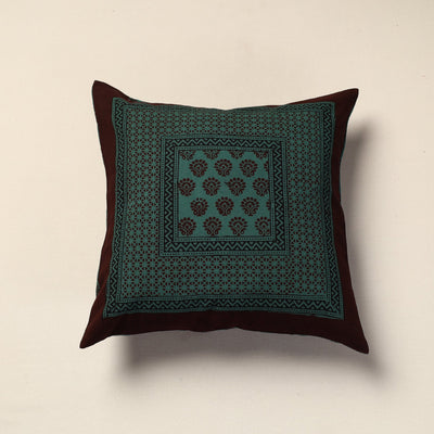 Green Bagh Block Printed Cotton Cushion Cover