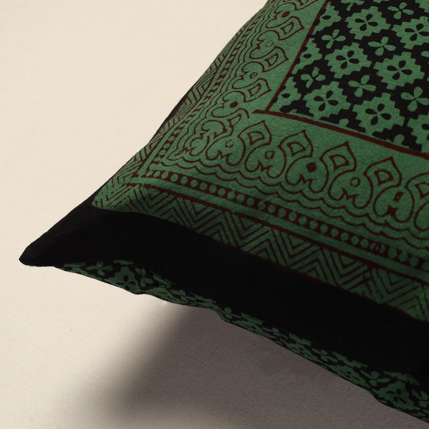 Green Bagh Block Printed Cotton Cushion Cover