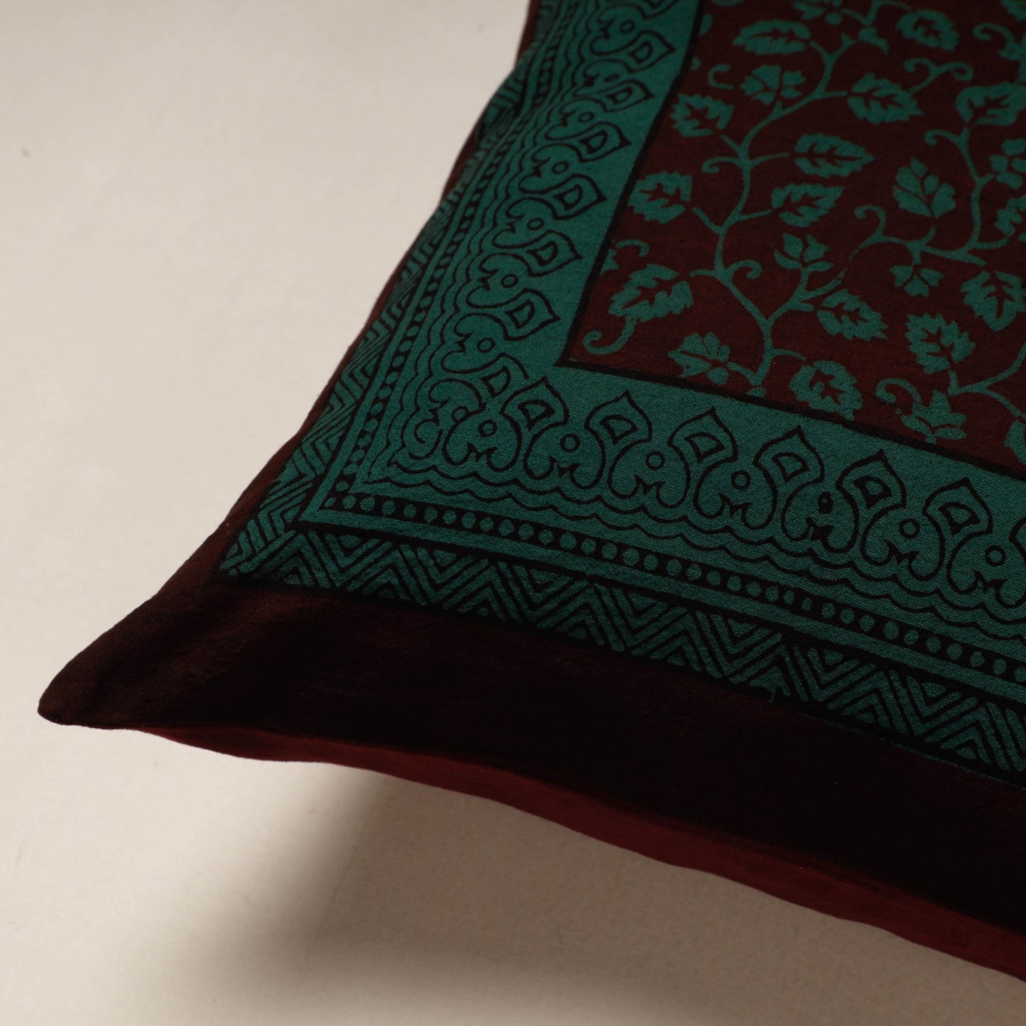 Green Bagh Block Printed Cotton Cushion Cover