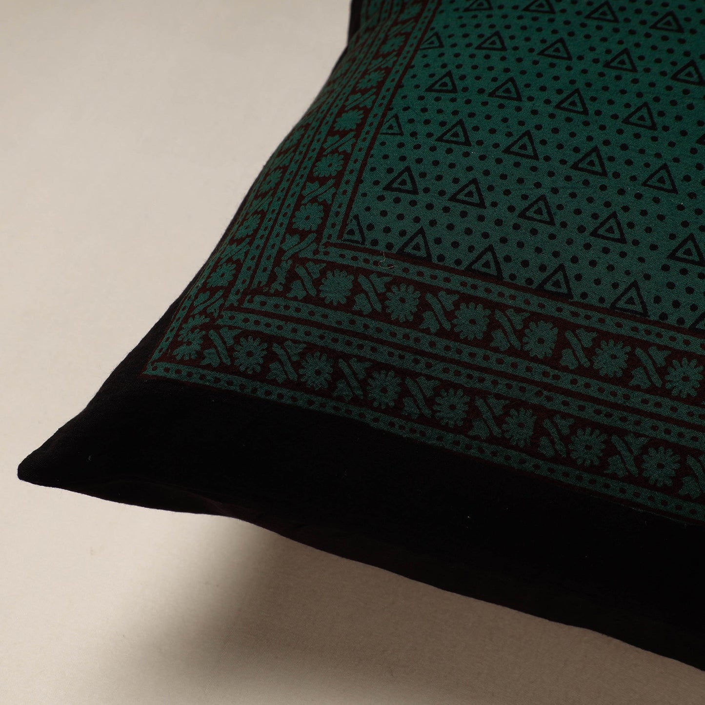 Green Bagh Block Printed Cotton Cushion Cover