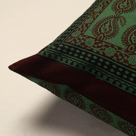 Green Bagh Block Printed Cotton Cushion Cover