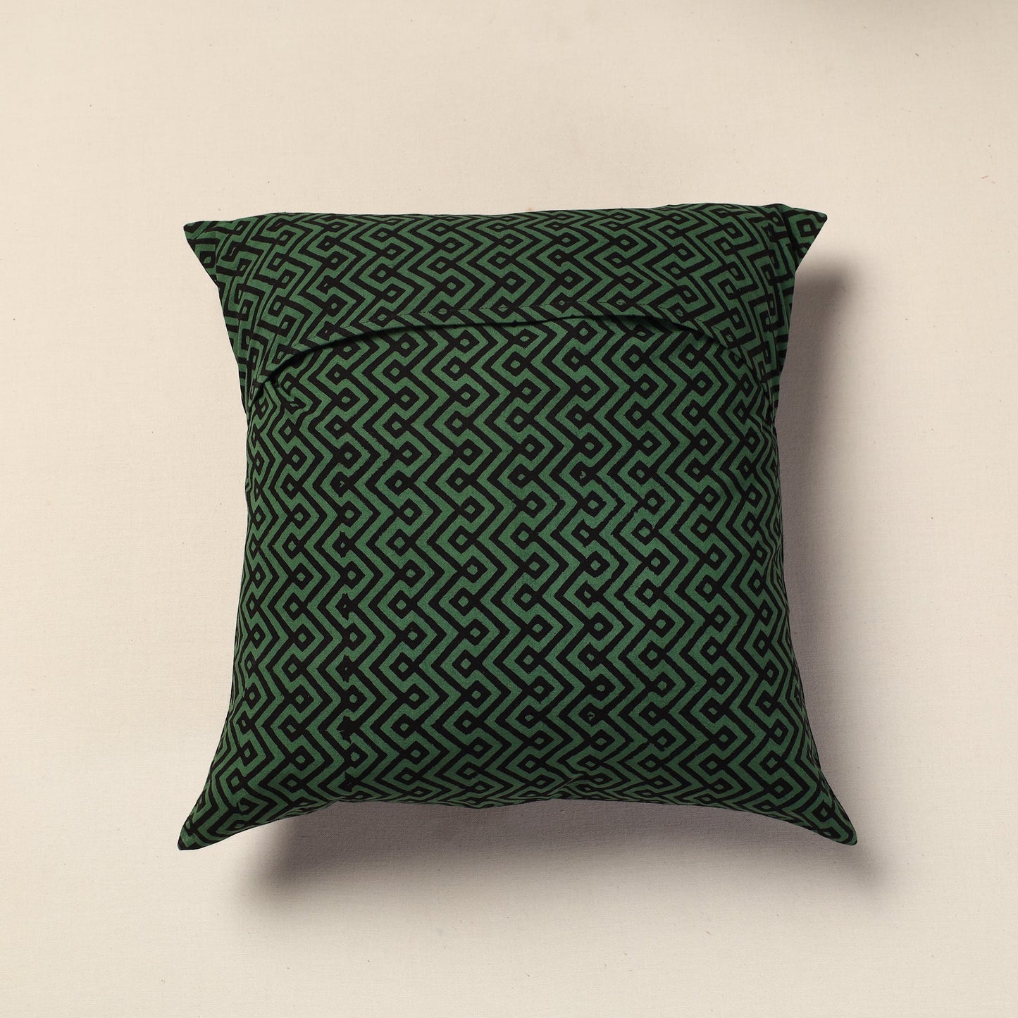 Green Bagh Block Printed Cotton Cushion Cover
