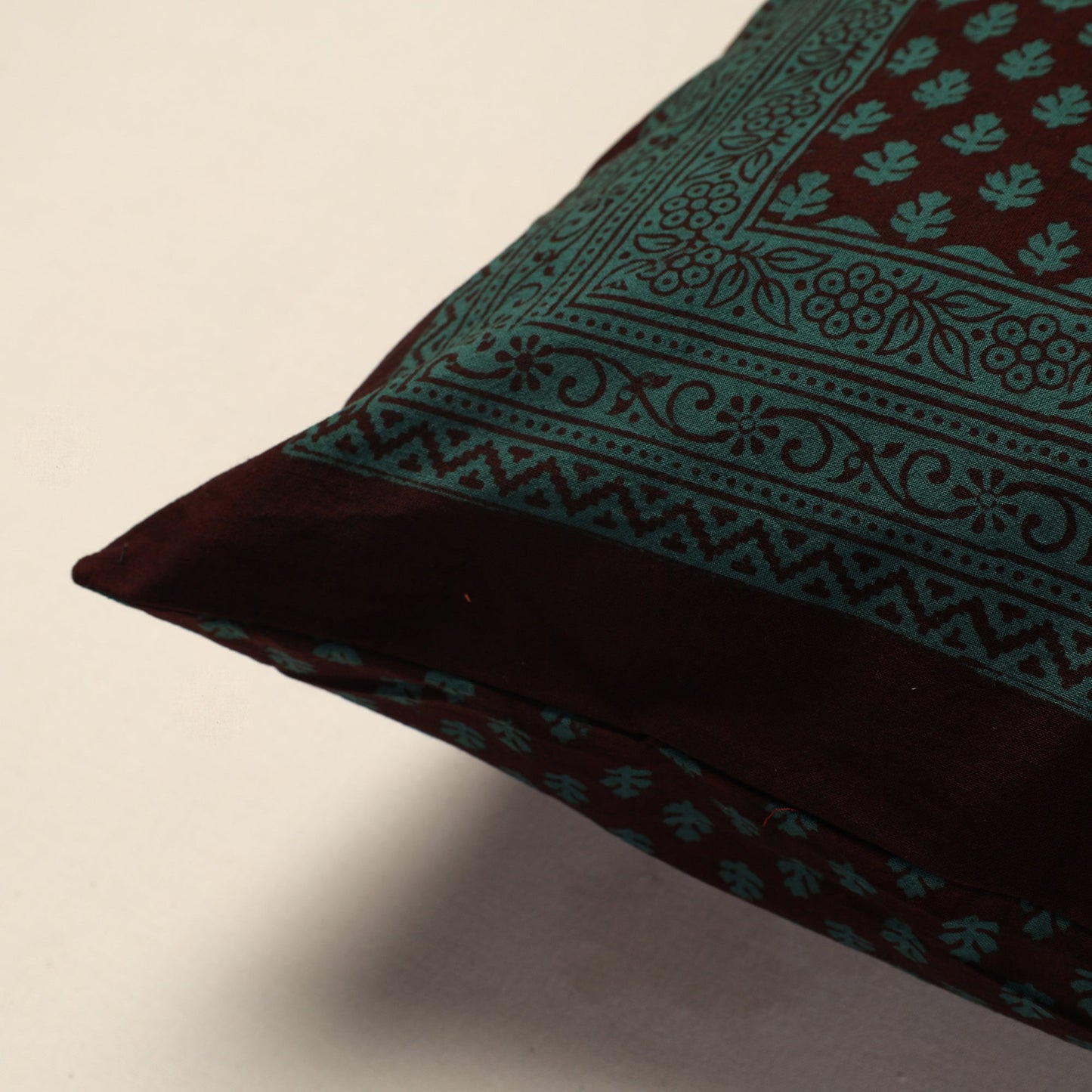 Green Bagh Block Printed Cotton Cushion Cover