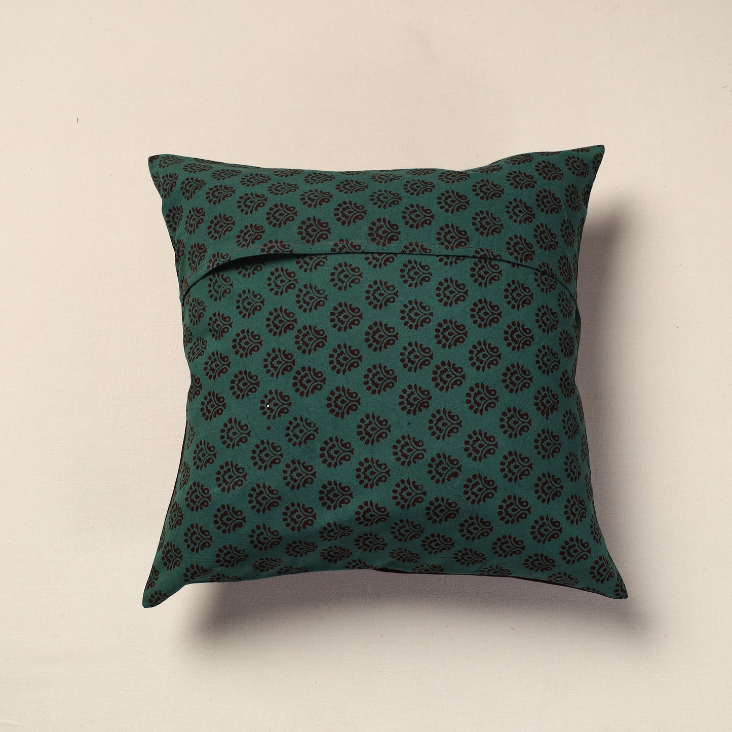 Green Bagh Block Printed Cotton Cushion Cover