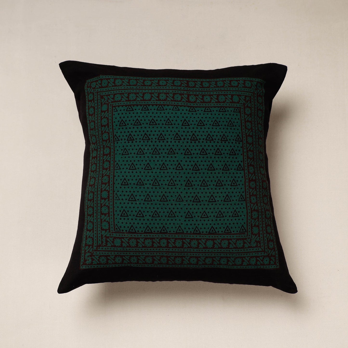 Green Bagh Block Printed Cotton Cushion Cover