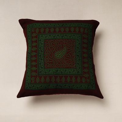 Green Bagh Block Printed Cotton Cushion Cover