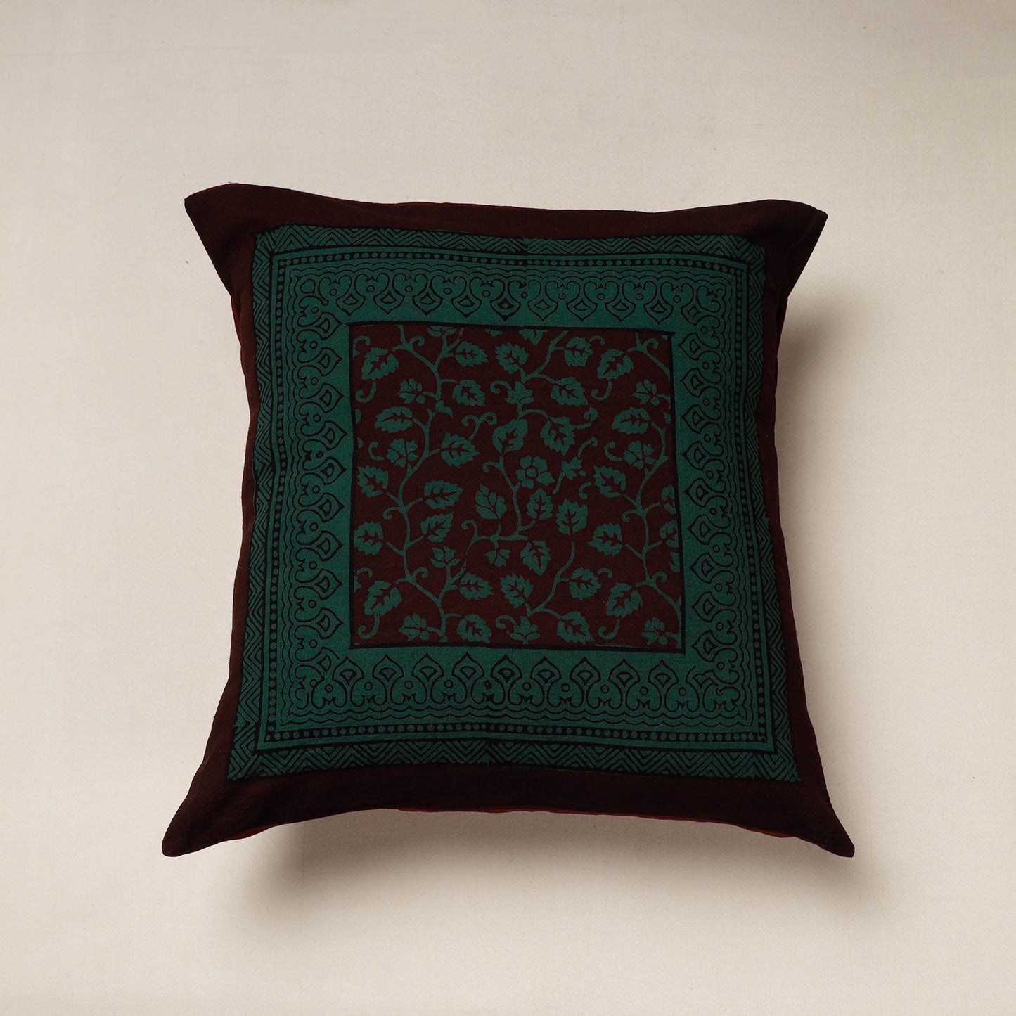 Green Bagh Block Printed Cotton Cushion Cover