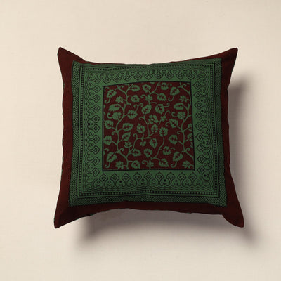 Green Bagh Block Printed Cotton Cushion Cover