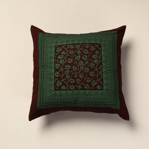 Green Bagh Block Printed Cotton Cushion Cover