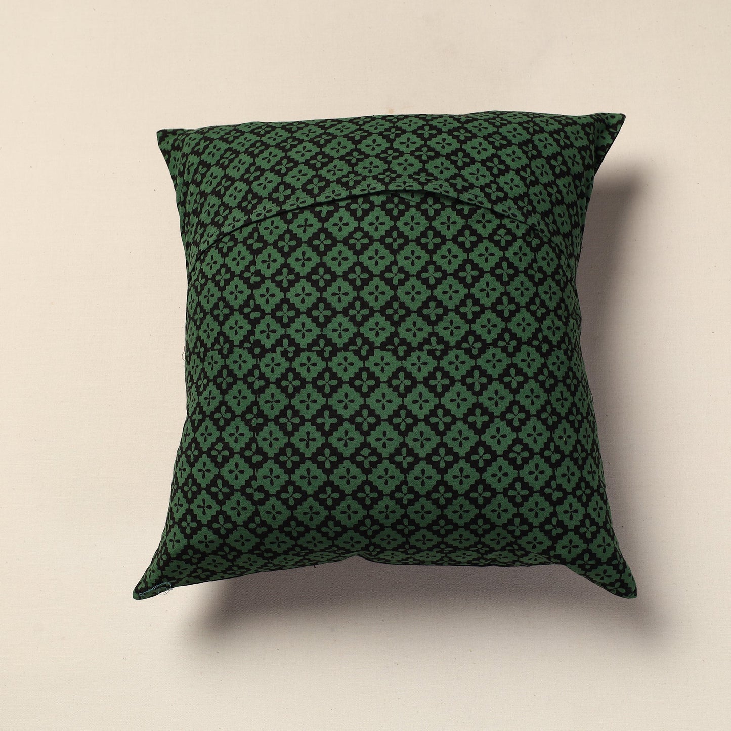 Green Bagh Block Printed Cotton Cushion Cover