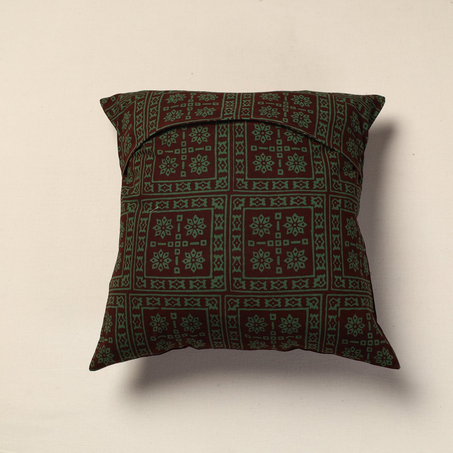 Green Bagh Block Printed Cotton Cushion Cover