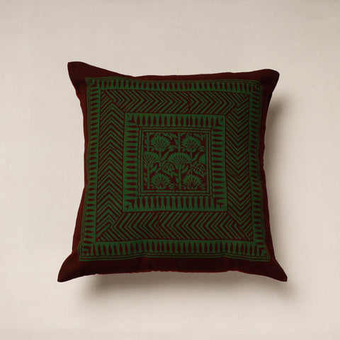 Green Bagh Block Printed Cotton Cushion Cover