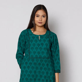  Bagh Block Printed Cotton Kurta with Palazzo & Dupatta Set 