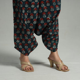 Green - bagru cotton elasticated harem pant 05 - handcrafted