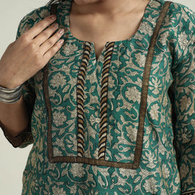 Green - bagru block printed chanderi silk kurta