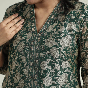 Green - bagru block printed chanderi silk kurta