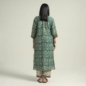Green - bagru block printed chanderi silk kurta