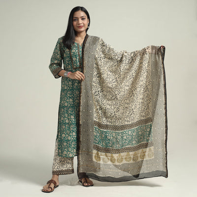 Green - bagru block printed chanderi silk kurta