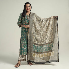 Green - bagru block printed chanderi silk kurta