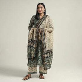 Green - bagru block printed chanderi silk kurta